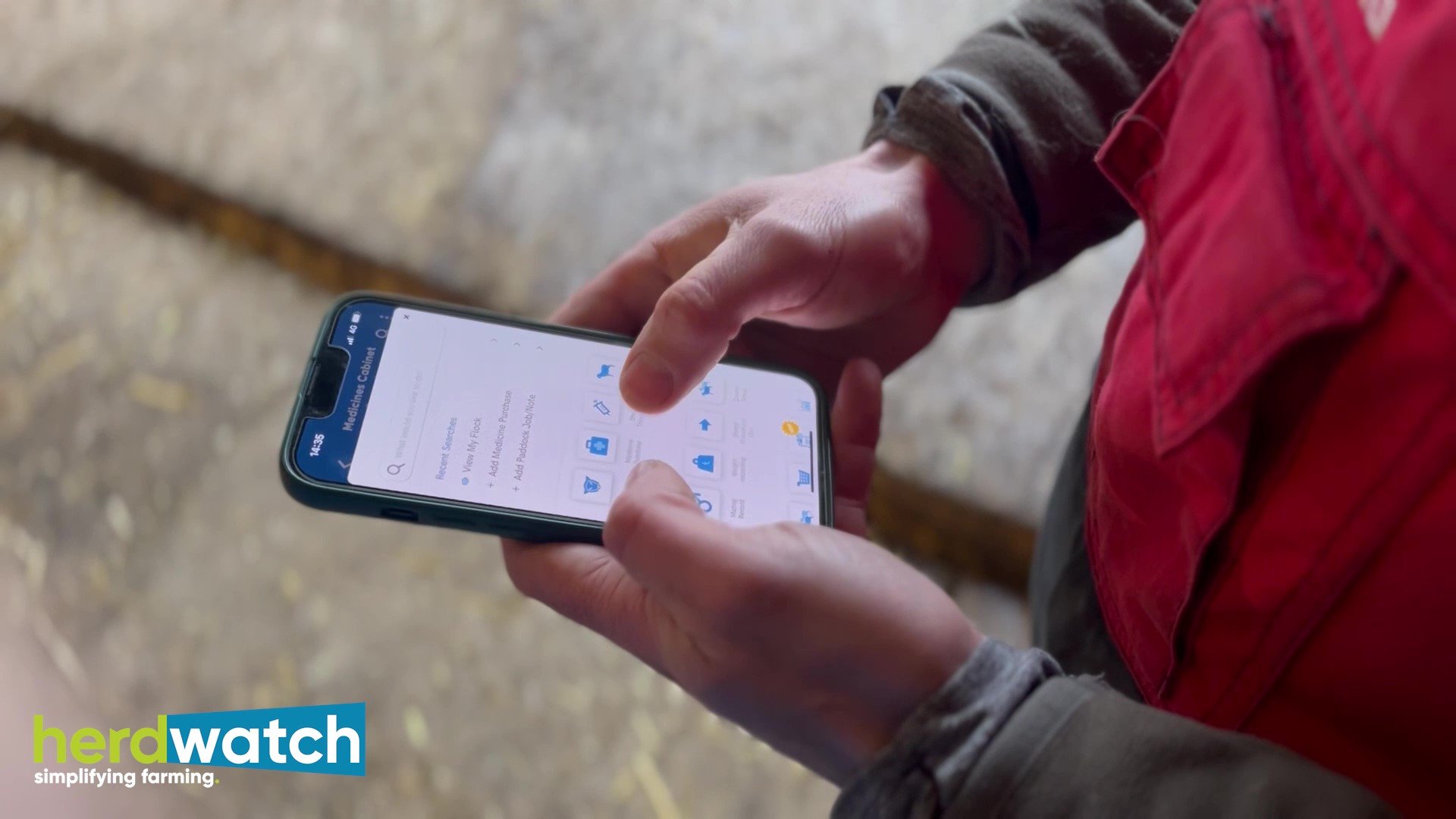 Kelvin Fletcher using Herdwatch on farm