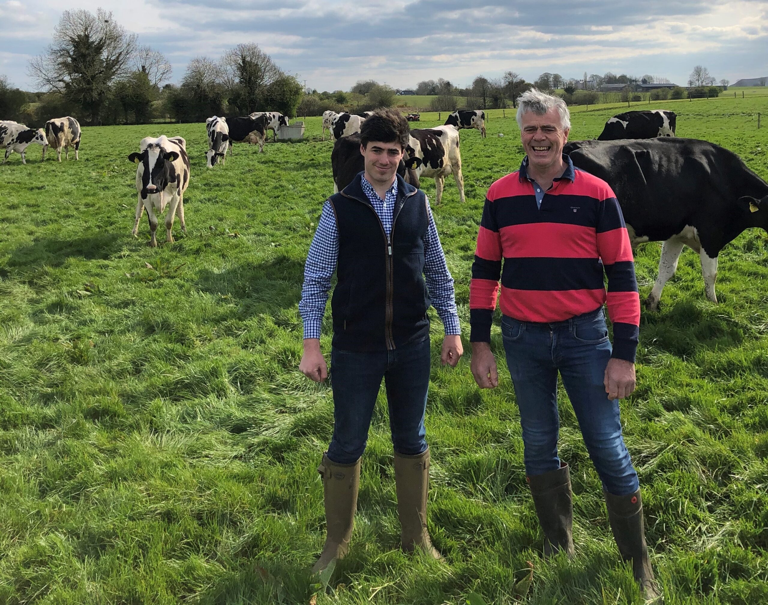 John Halton + Dad in field with cows